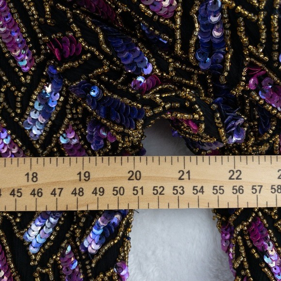 Papell Boutique Evening Jacket Size 10 Beaded Sequin Party 100% Silk Geometric - Picture 7 of 12